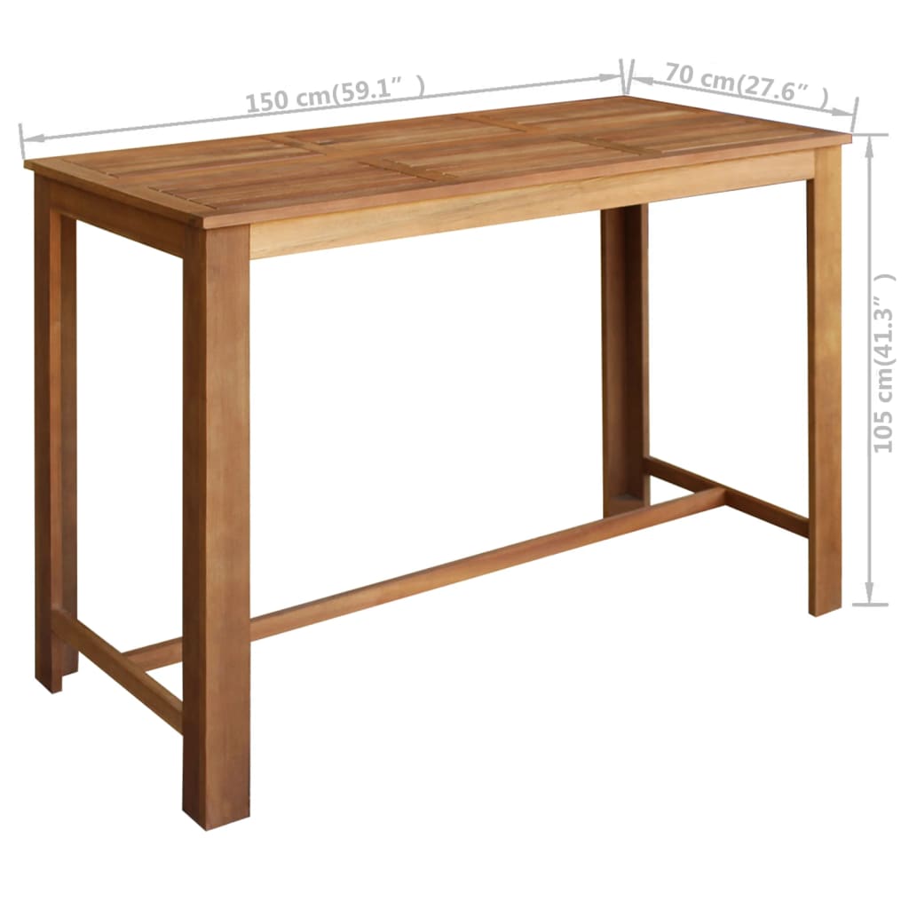 Bar table solid acacia wood 150 x 70 x 105 cm
