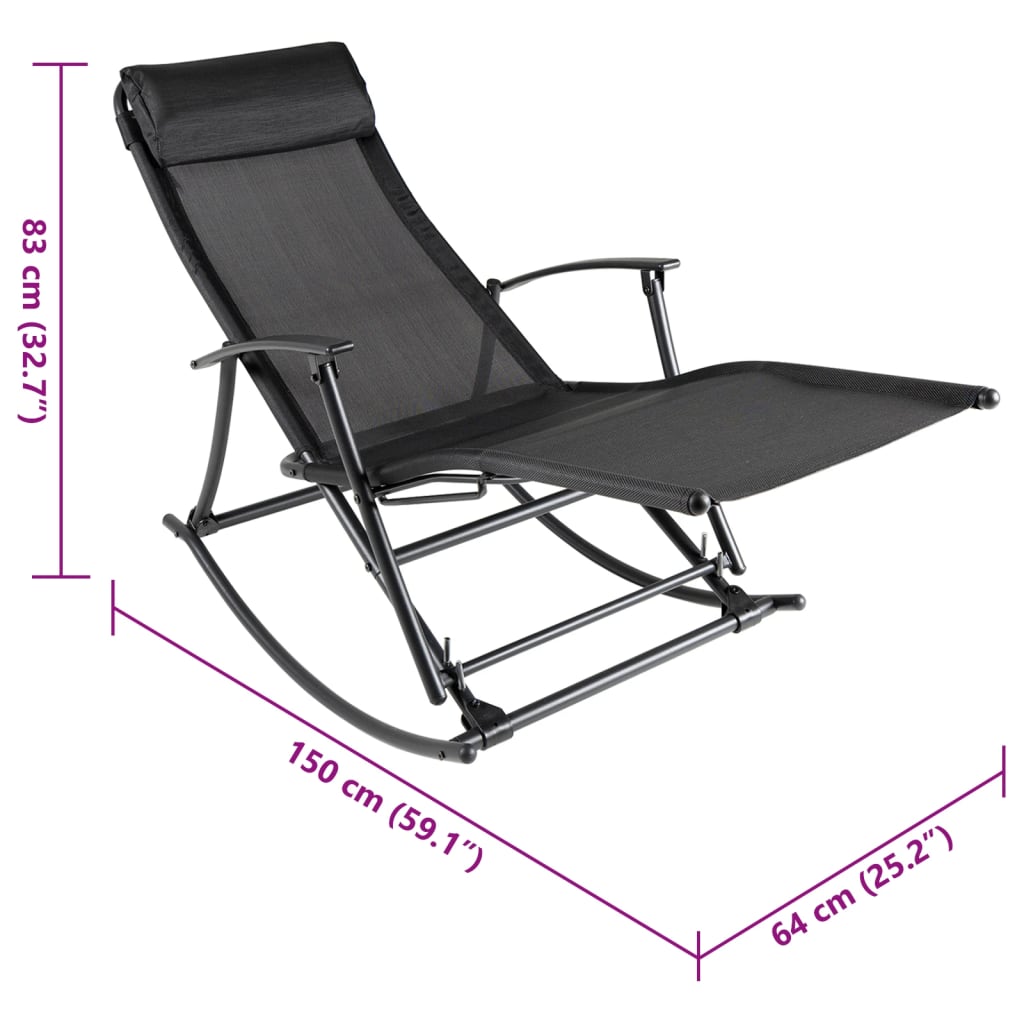 Garden rocking chair steel and textilene black