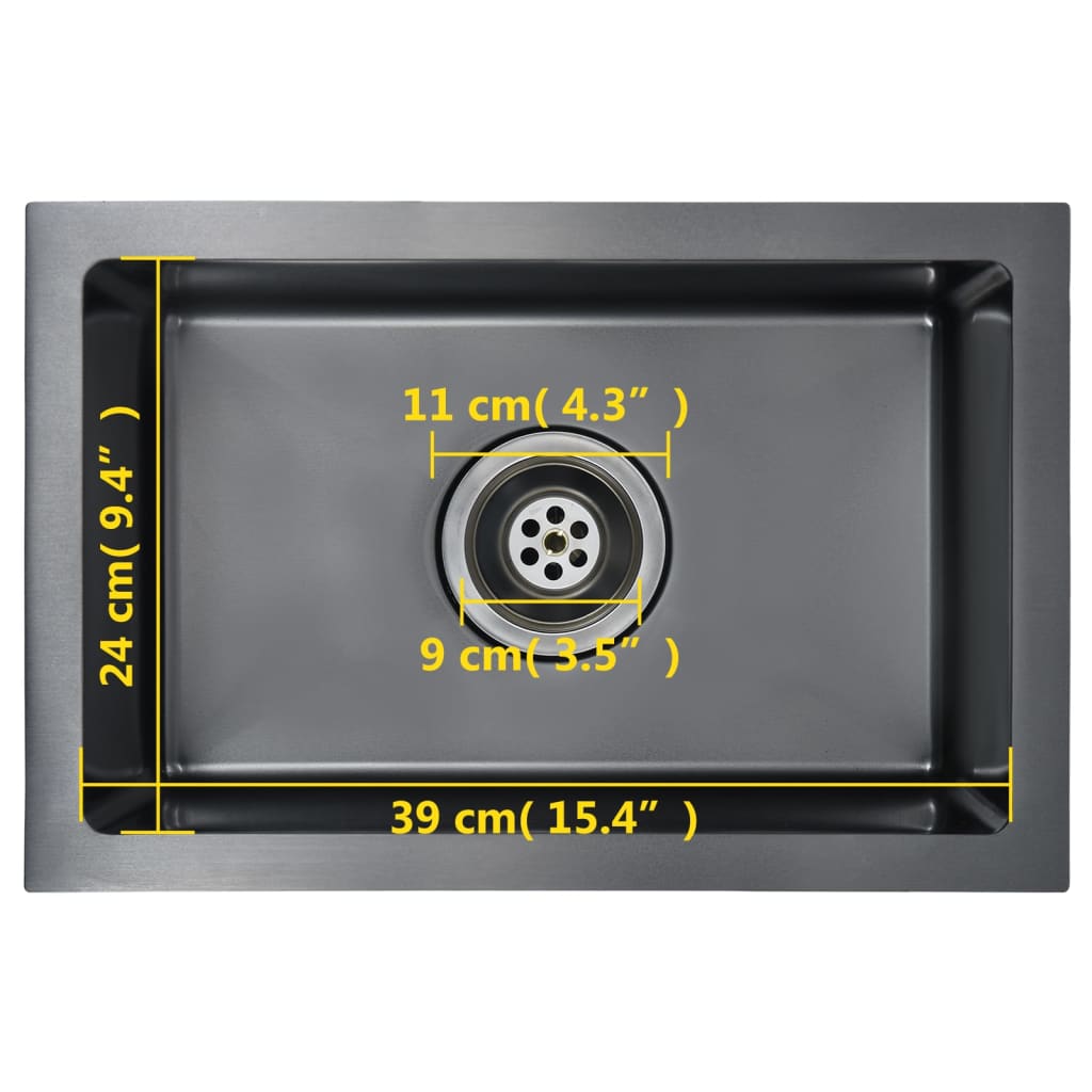 Handgefertigte Küchenspüle Schwarz Edelstahl