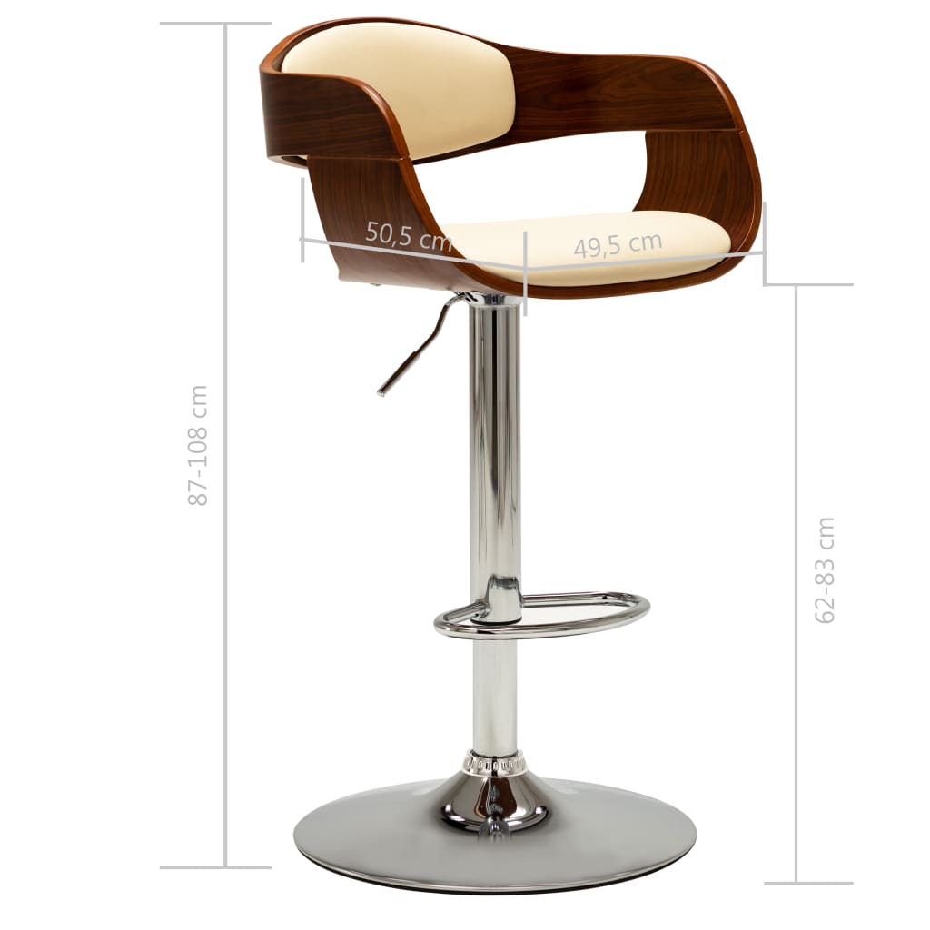 Bar stool cream white bentwood and imitation leather