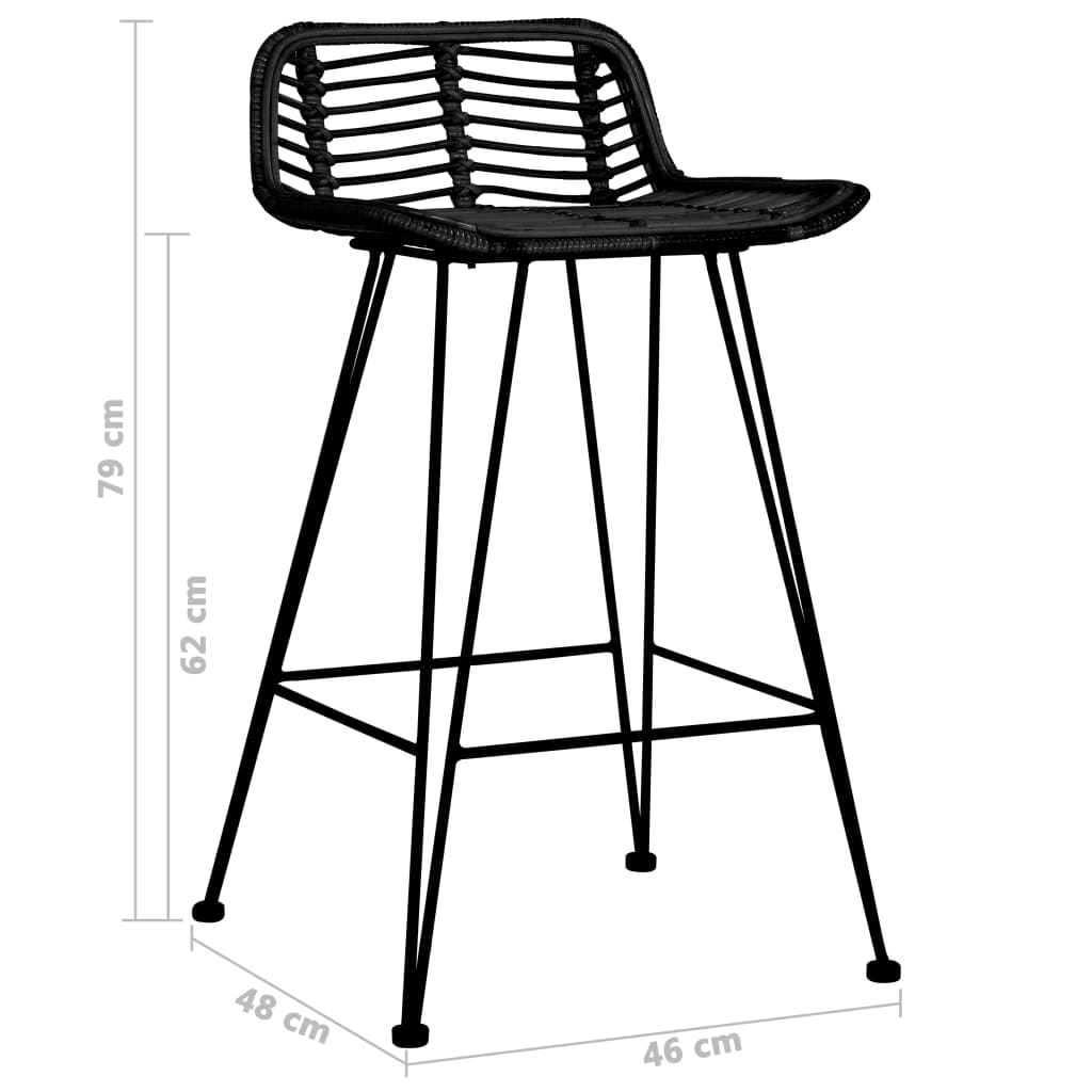 Bar stools 2 pcs. Black rattan