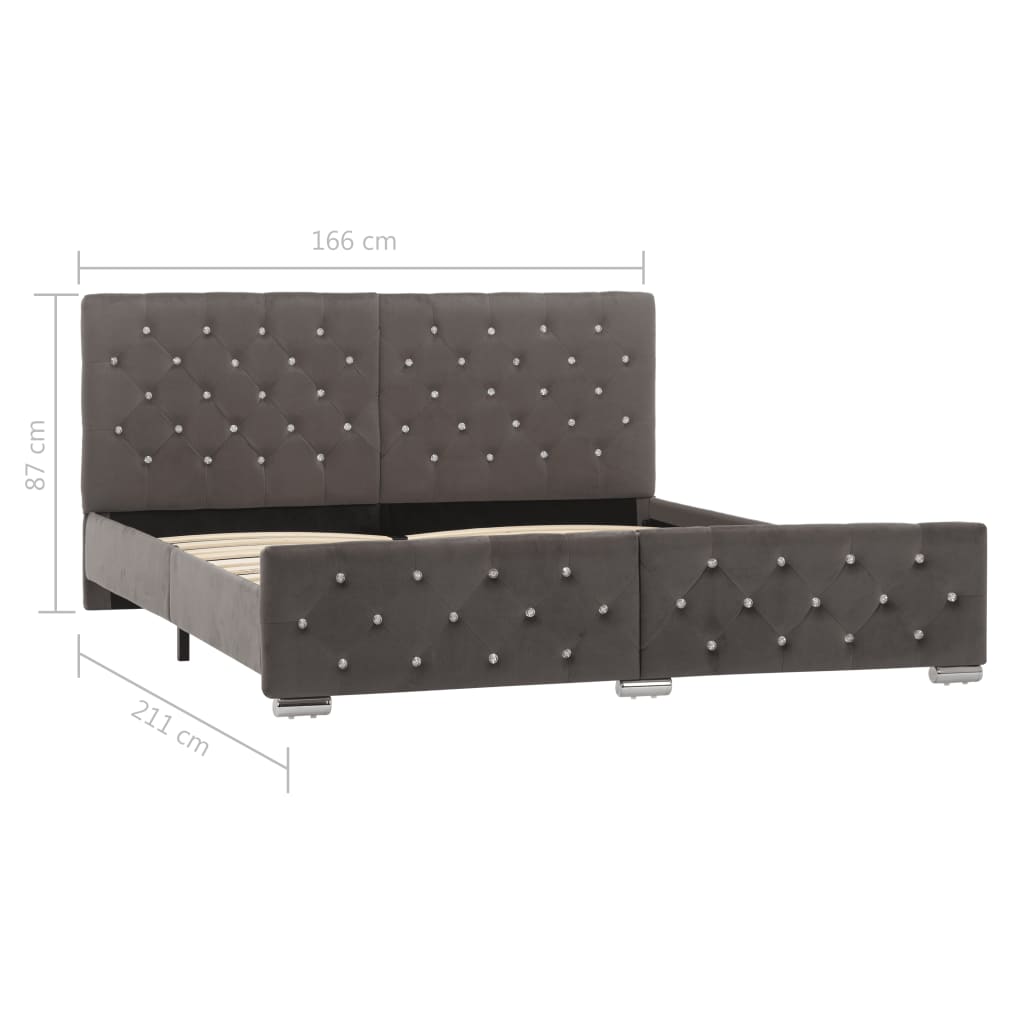 Bed frame grey velvet 160x200 cm
