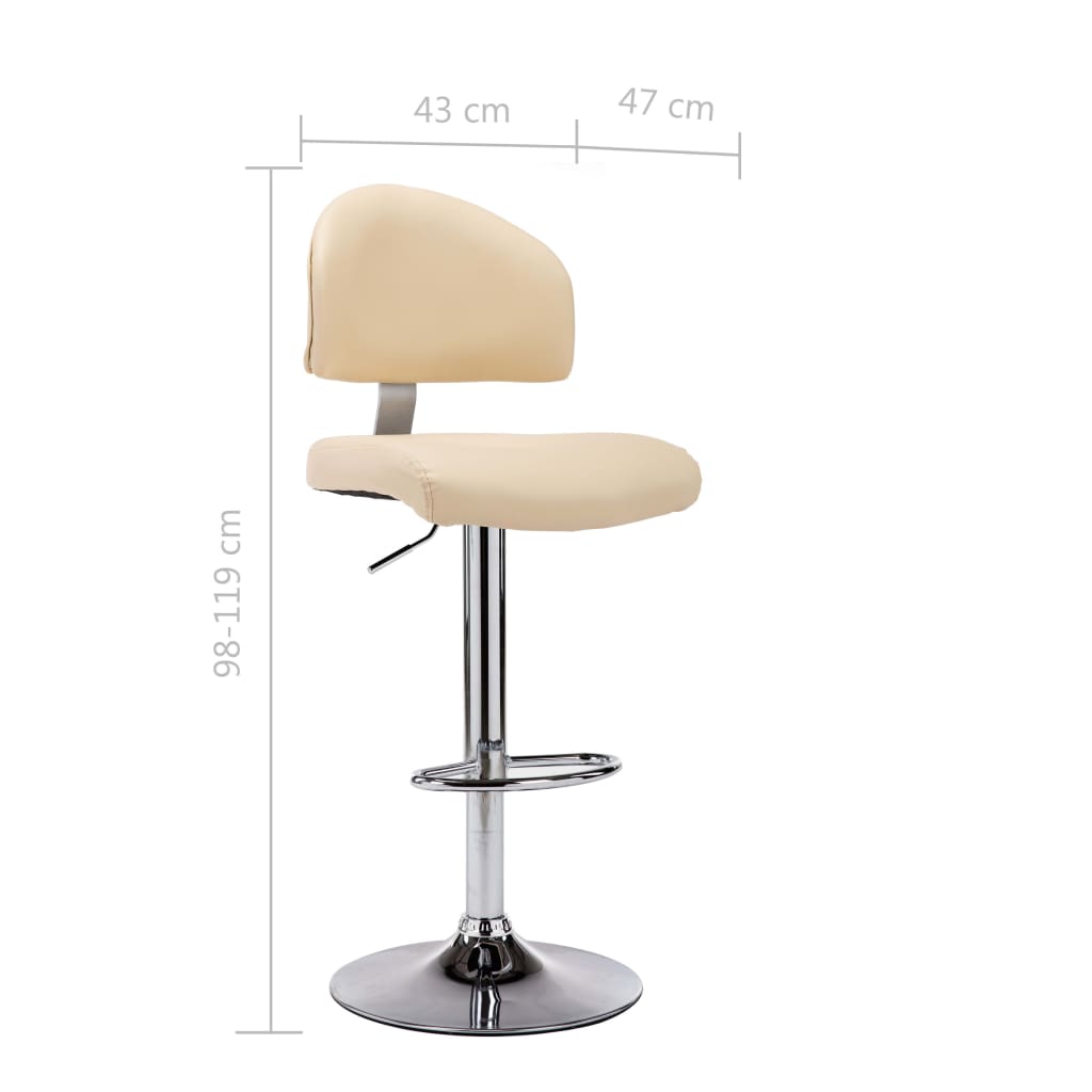 Bar stools 2 pcs. Cream white artificial leather