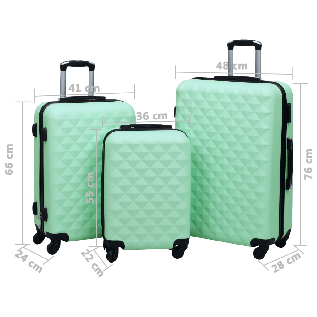 Hard shell trolley set 3 pcs. Mint green ABS