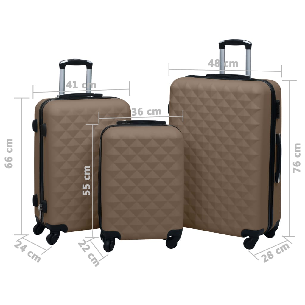 Hard shell trolley set 3 pcs. Brown ABS