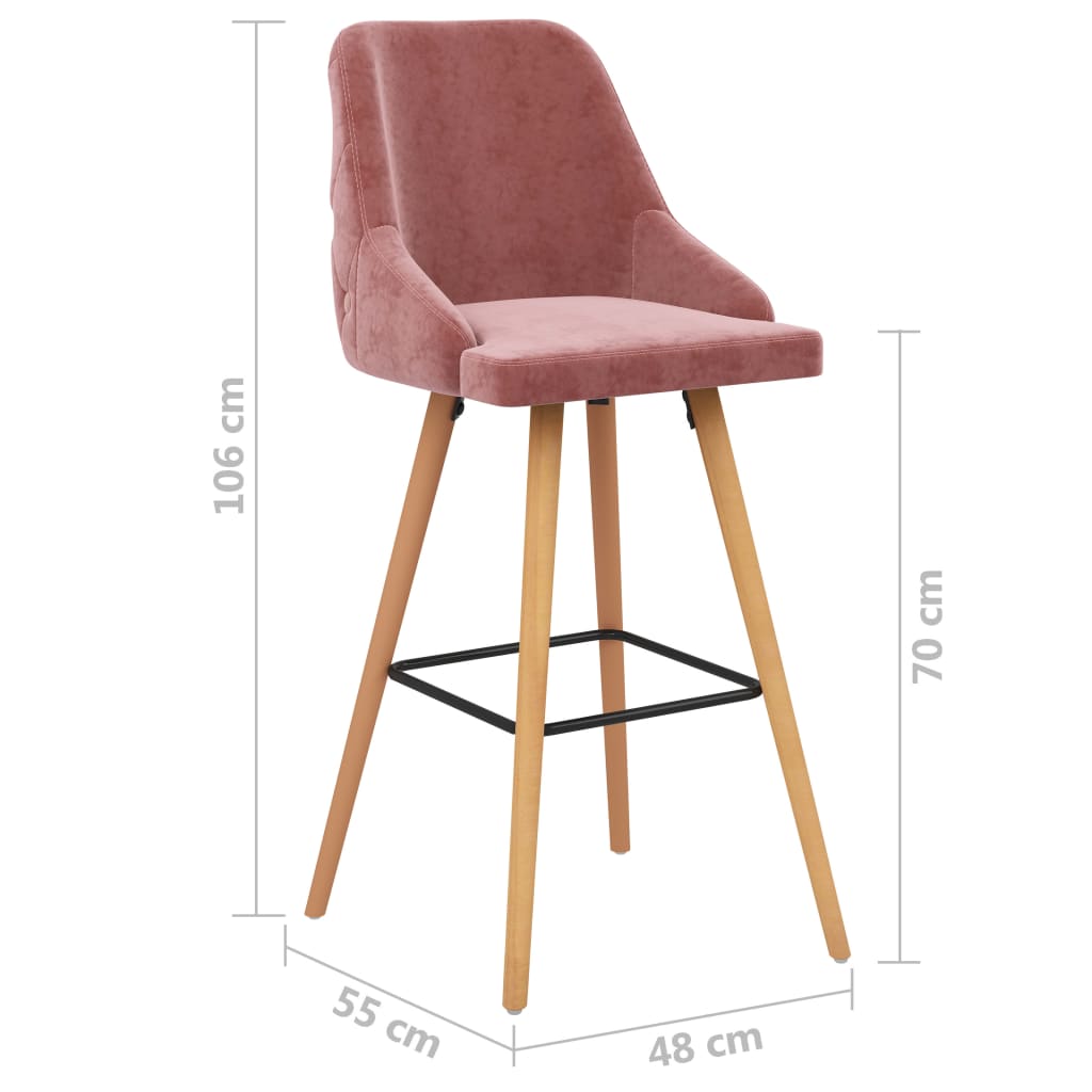 Bar stools 2 pcs. pink velvet