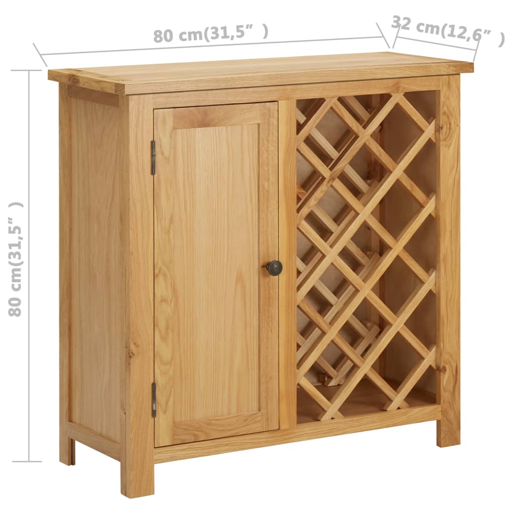 Wine cabinet for 11 bottles 80 x 32 x 80 cm solid oak