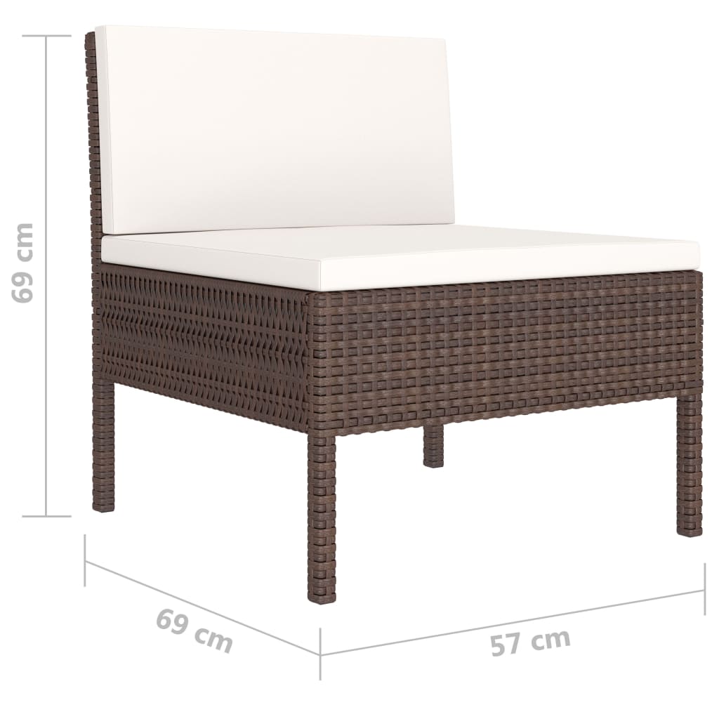 10-tlg. Garten-Lounge-Set mit Auflagen Poly Rattan Braun
