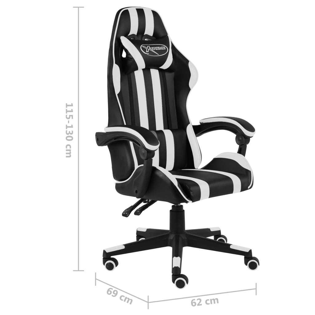 Gaming Chair Black and White Faux Leather