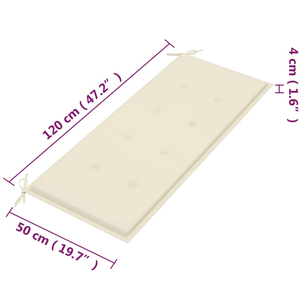 Vrtna klupa s 2 sjedala i jastukom 120 cm od punog drva eukaliptusa