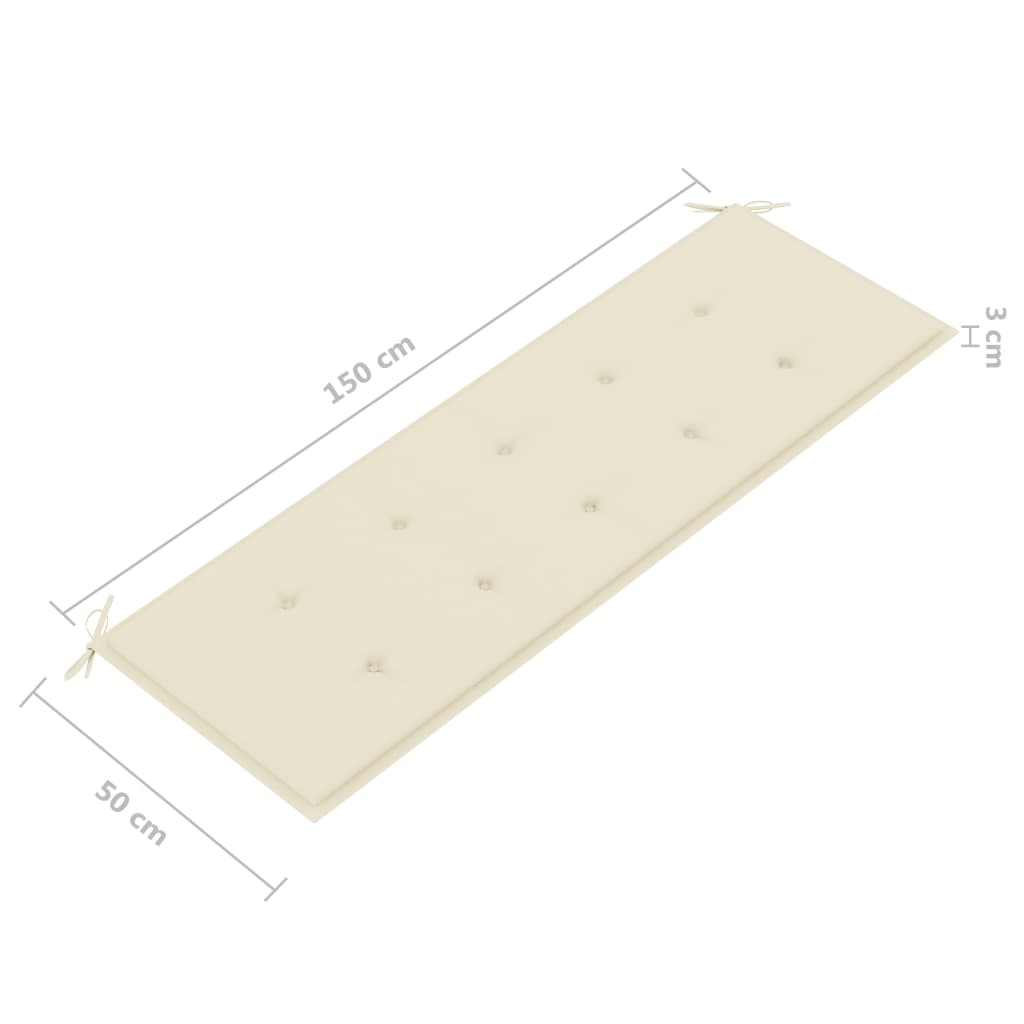 3-Sitzer-Gartenbank mit Auflage 150 cm Grau Eukalyptusholz