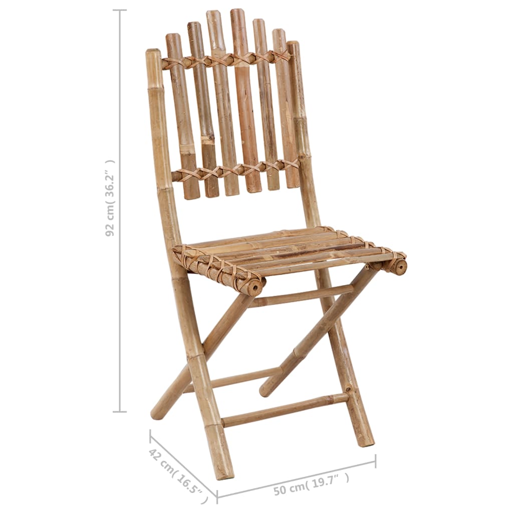 Folding garden chairs 2 pcs. with cushion bamboo