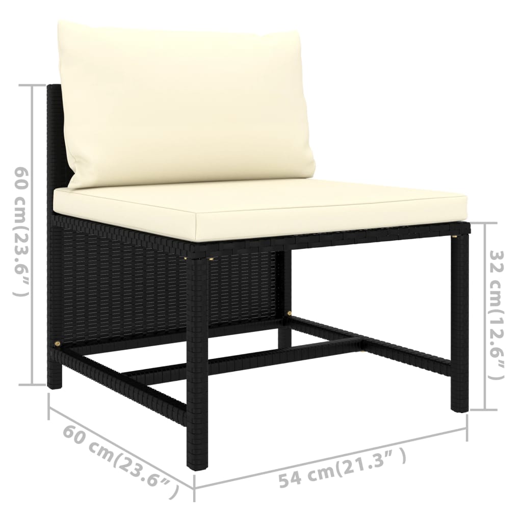 12-tlg. Garten-Lounge-Set mit Kissen Poly Rattan Schwarz