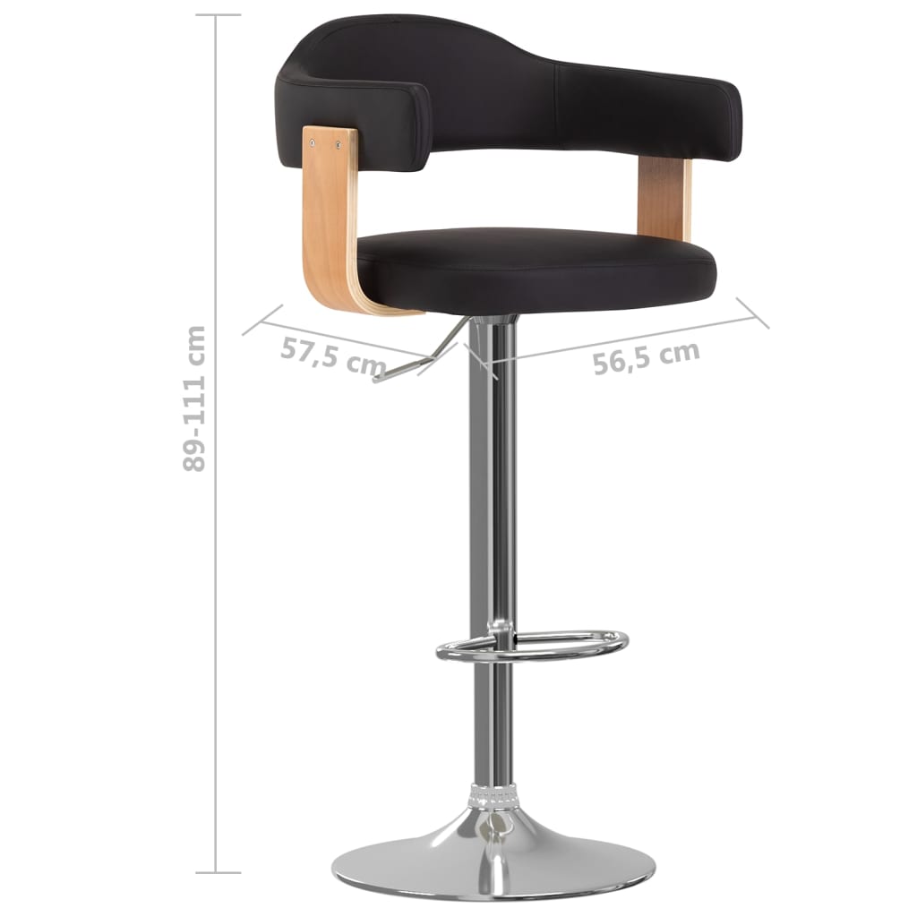 Bar stools 2 pcs. Black bentwood and imitation leather