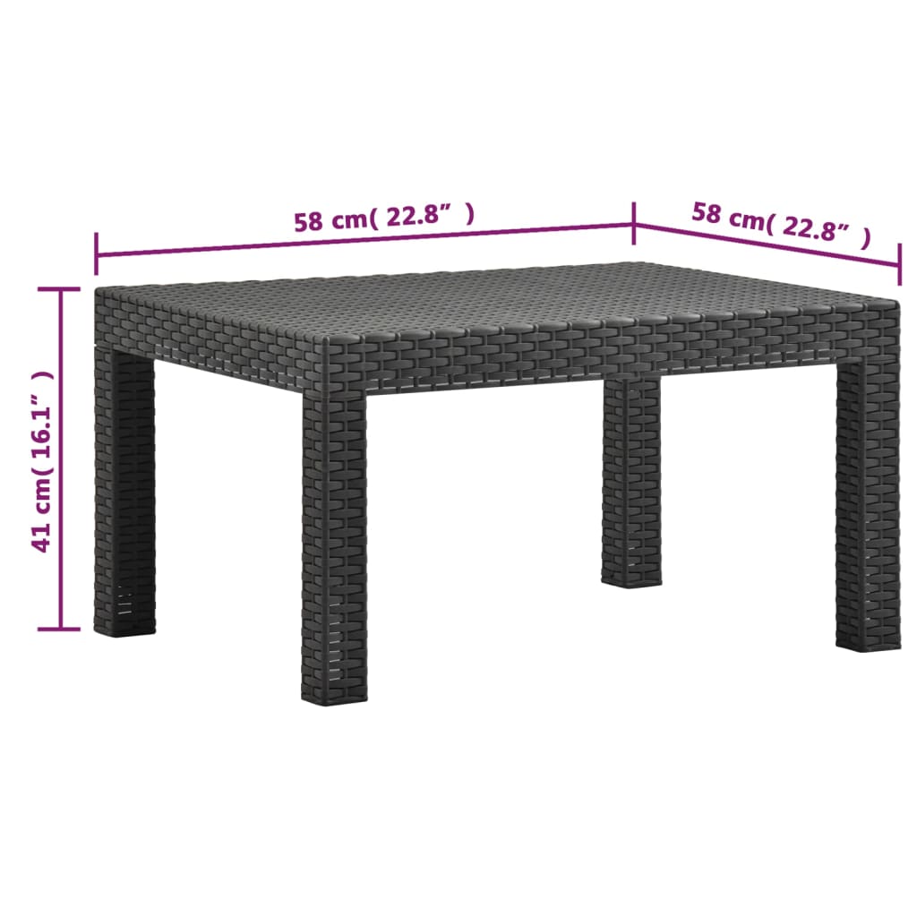 3-piece garden lounge set with cushions PP rattan anthracite