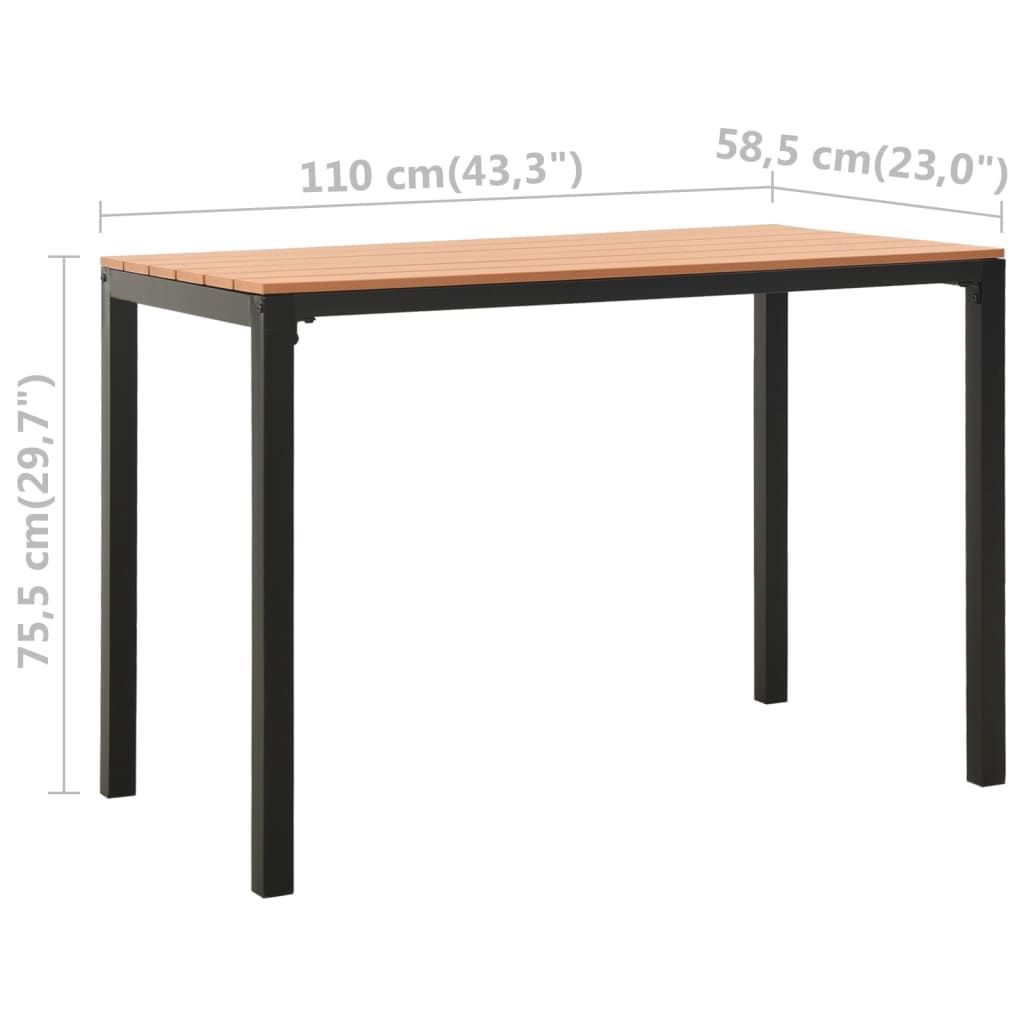 3-tlg. Garten-Essgruppe Stahl und WPC Braun und Schwarz
