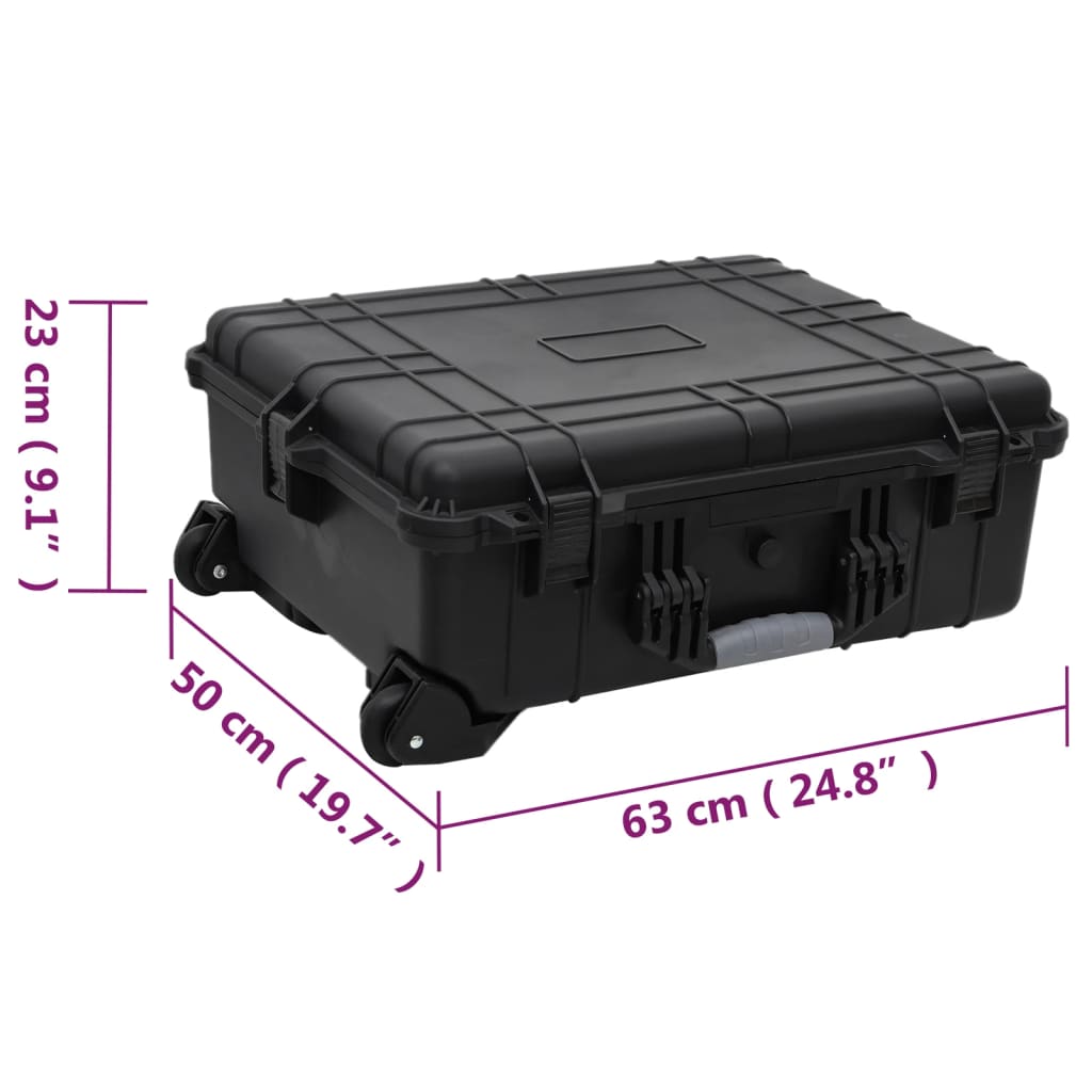 Flight case with wheels black 63x50x23 cm PP