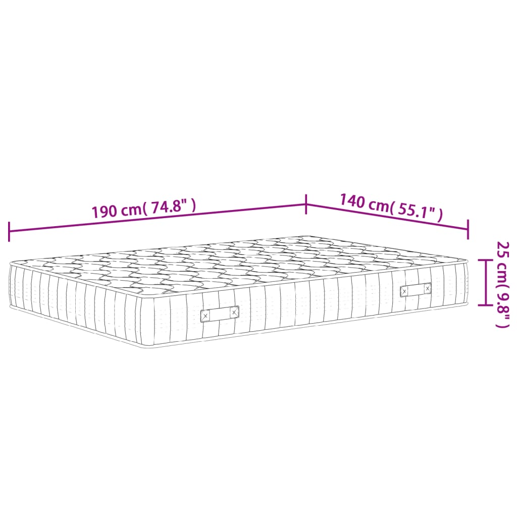 Pocket spring mattress medium firm 140x190 cm