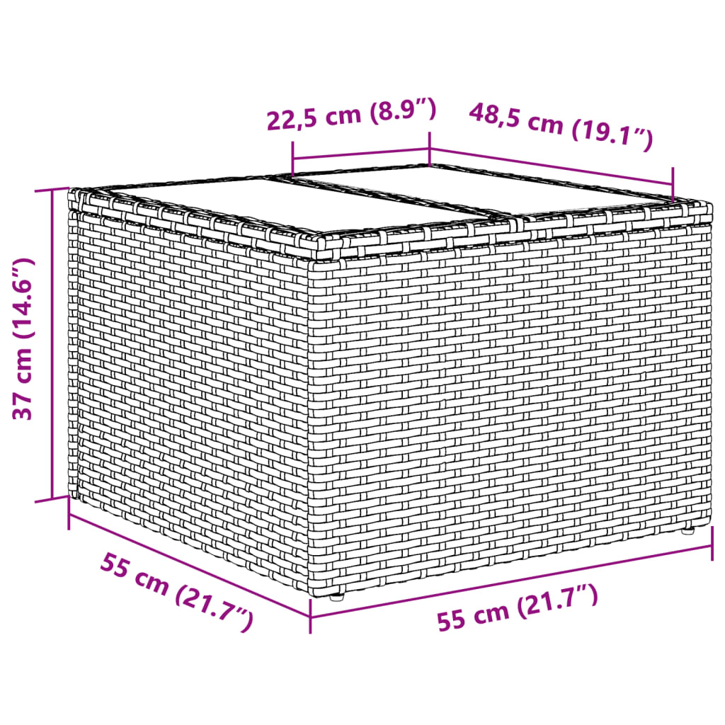 2-tlg. Garten-Sofagarnitur mit Kissen Grau Poly Rattan Glas