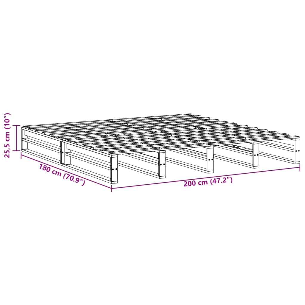 Massivholzbett ohne Matratze Wachsbraun 180x200 Kiefernholz