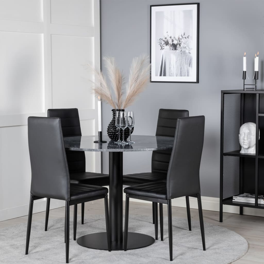 Venture Home Esszimmerstühle 2 Stk. Slim Lederoptik Schwarz