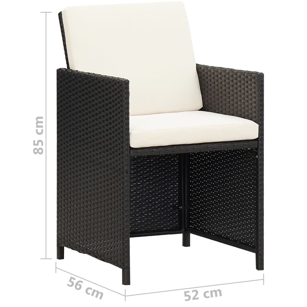 Garden chairs 2 pcs. with upholstery and cushions poly rattan black