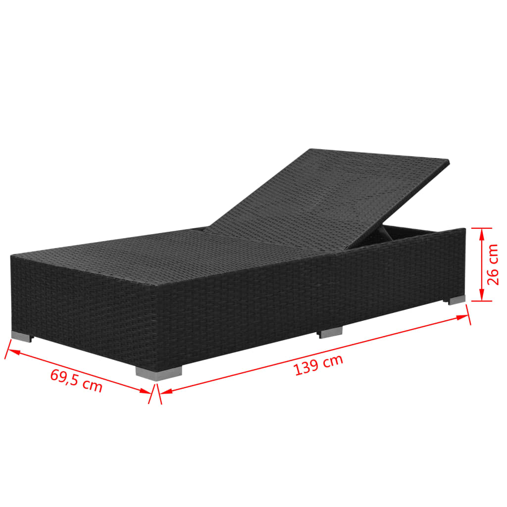 3-piece garden lounge set with cushions poly rattan black