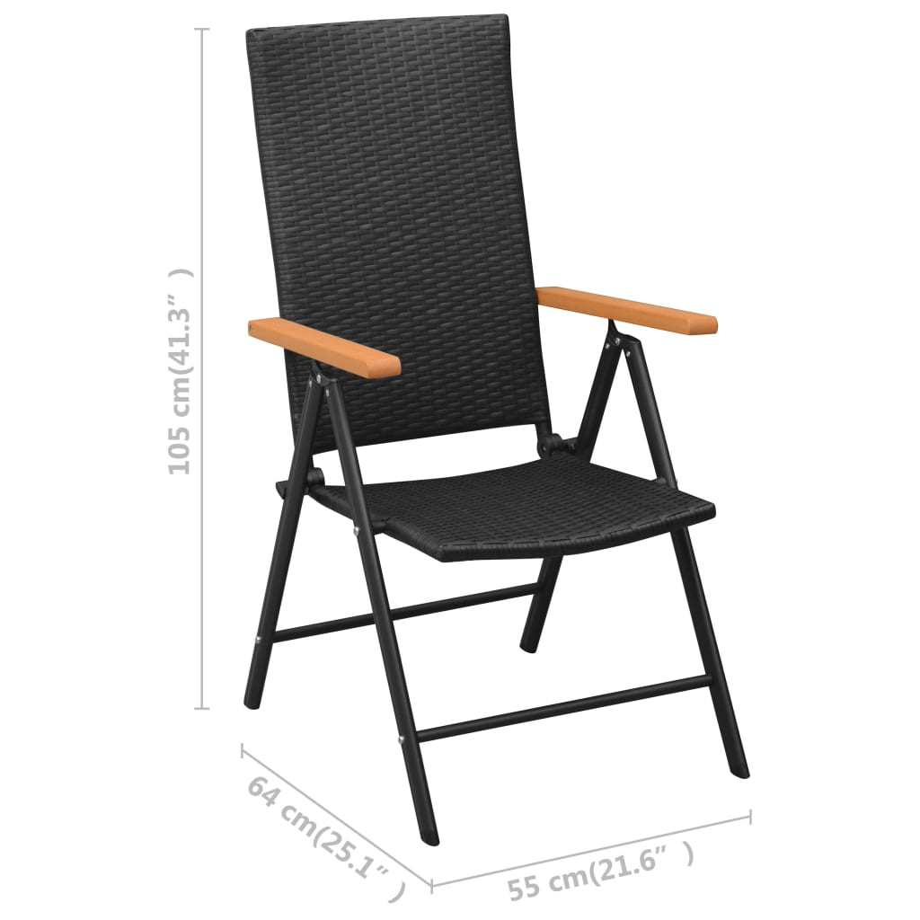 Stackable garden chairs 2 pcs. Poly Rattan Black