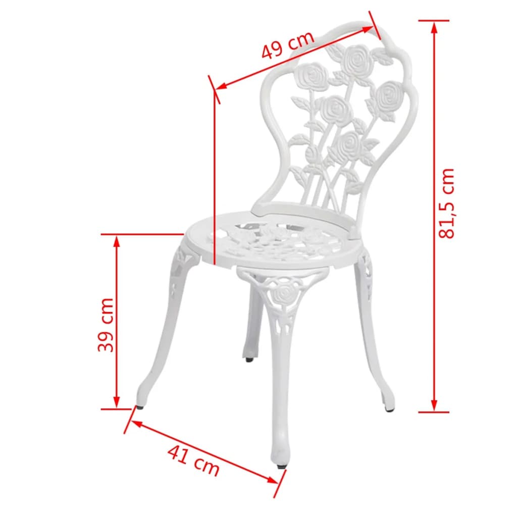 Bistro chairs 2 pcs. cast aluminum white
