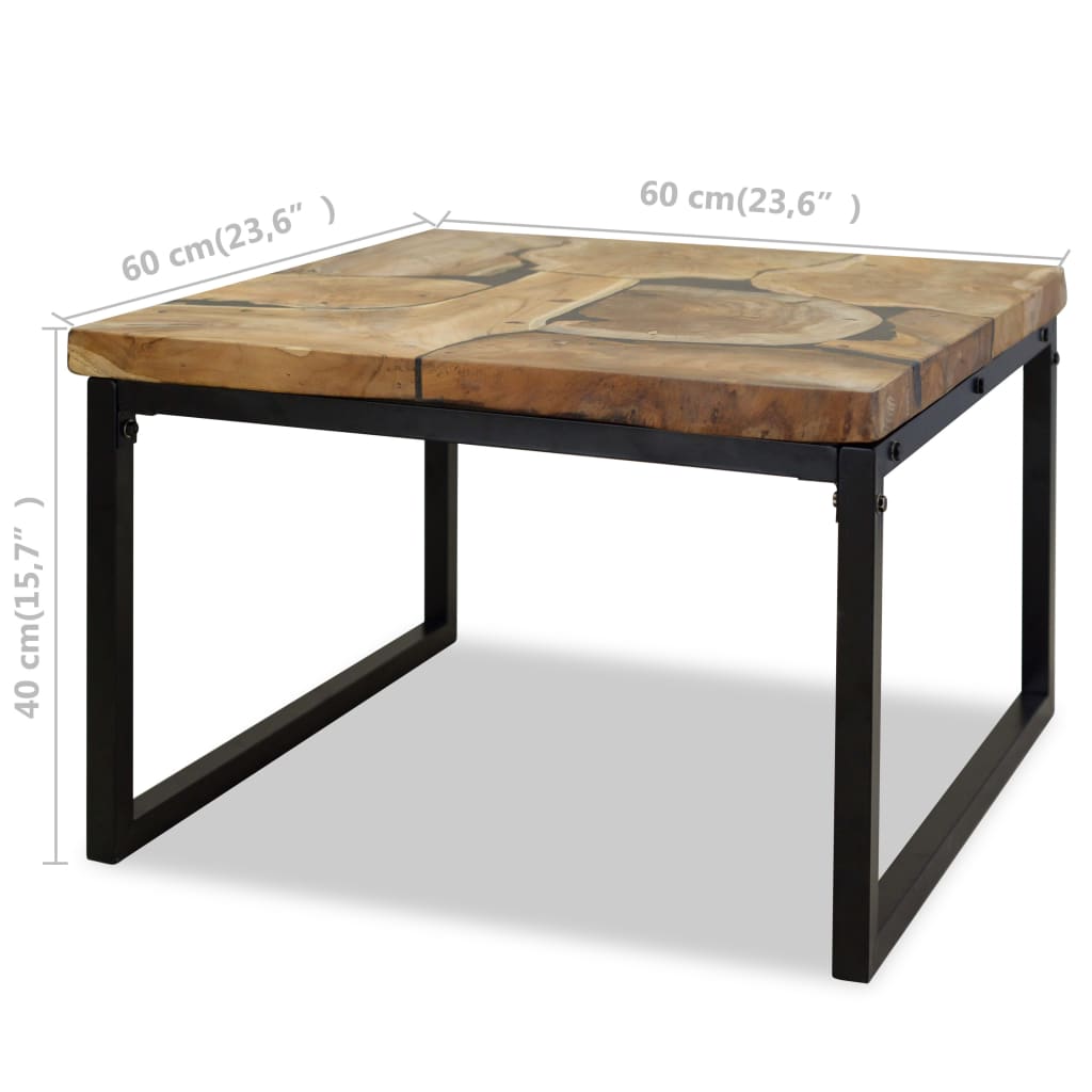 Coffee table teak resin 60 x 60 x 40 cm
