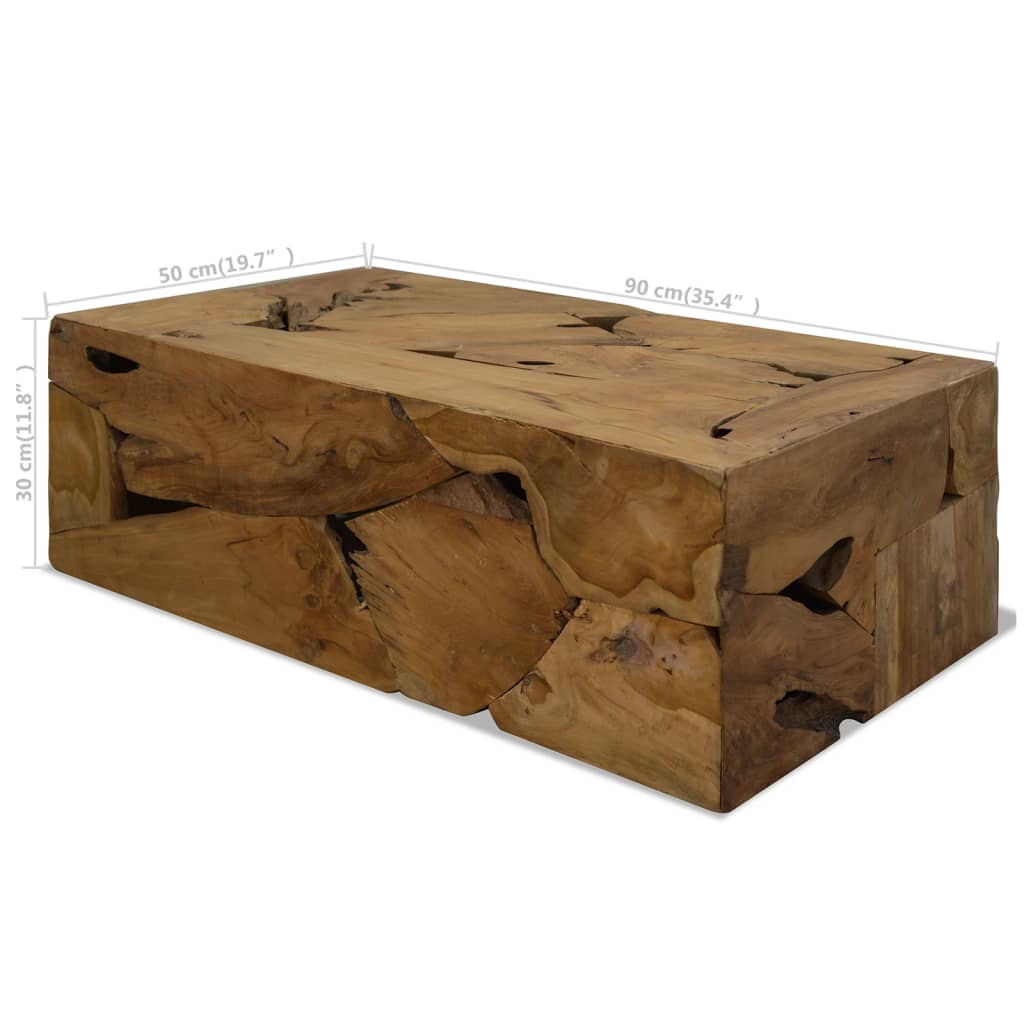 Coffee table real wood 90 x 50 x 30 cm brown