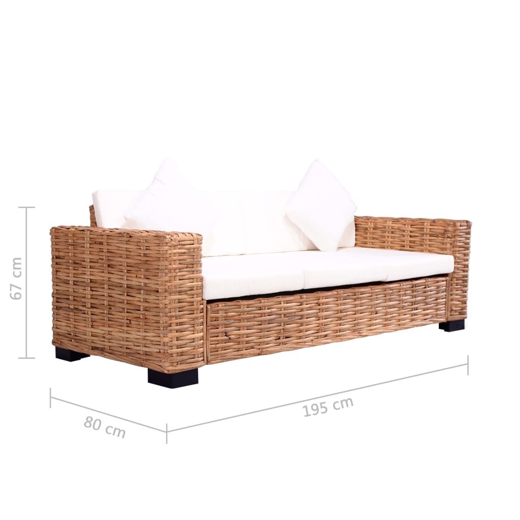 3 Seater Sofa Natural Rattan