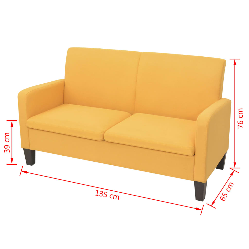 2-seater sofa 135 x 65 x76 cm yellow