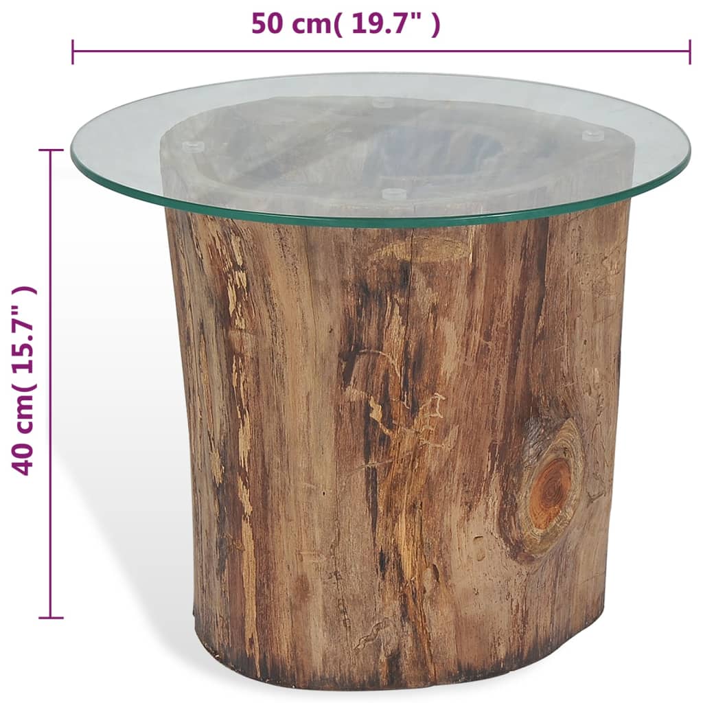 Coffee table teak glass 50 x 40 cm