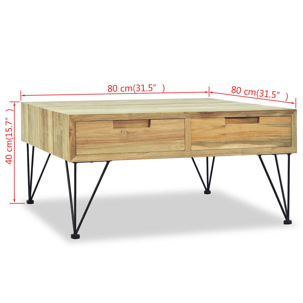 Coffee table 80 x 80 x 40 cm solid teak