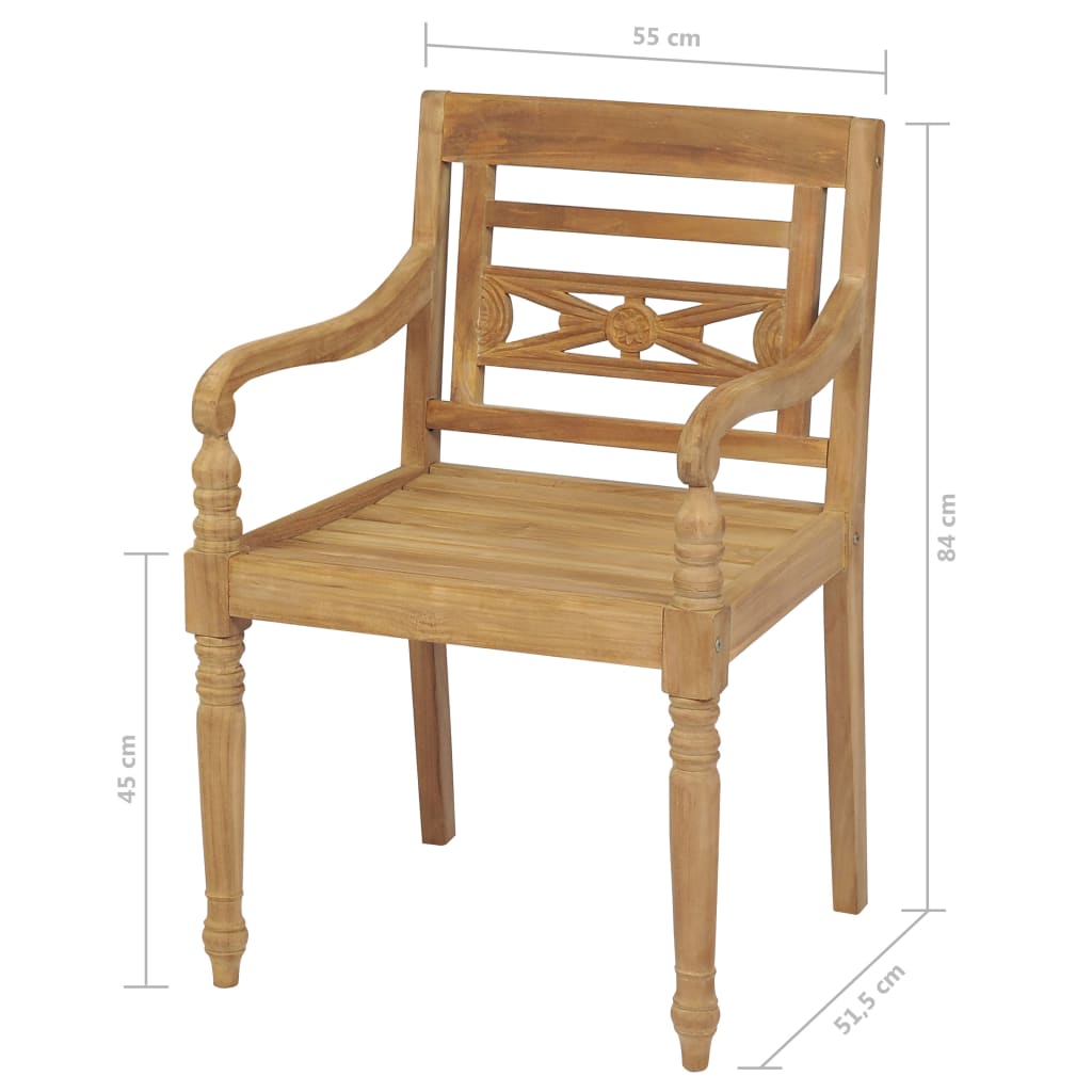 Batavia chairs 2 pcs. Solid teak wood