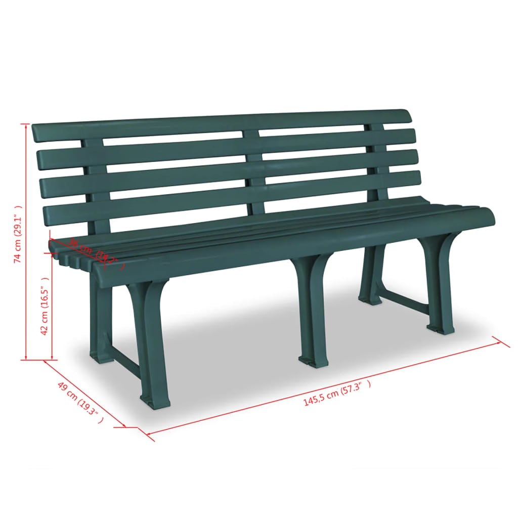 Garden bench 145.5 cm plastic green
