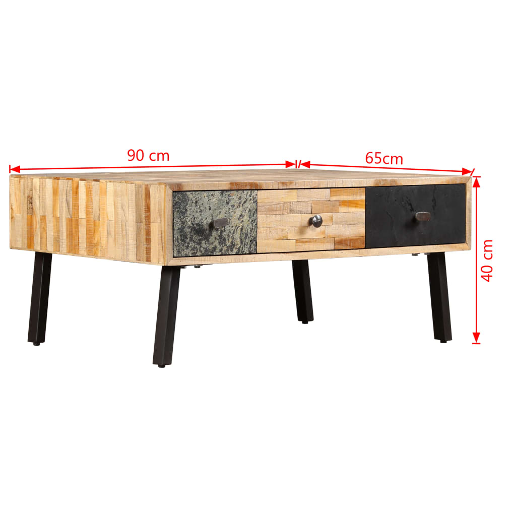 Coffee table recycled solid teak 90 x 65 x 40 cm