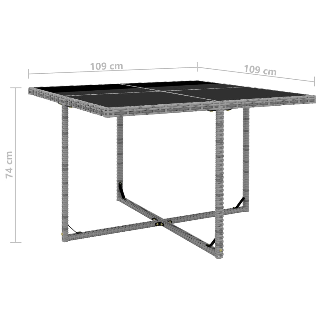 5-piece garden dining set with cushions poly rattan grey