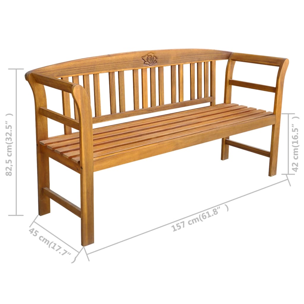 Garden bench 157 cm solid acacia wood