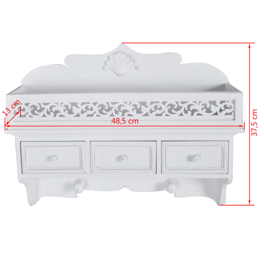 Wall wardrobe with 3 drawers 2 coat hooks