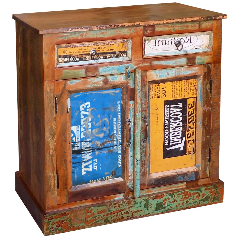Sideboard reclaimed wood solid vintage with 2 drawers & 2 doors