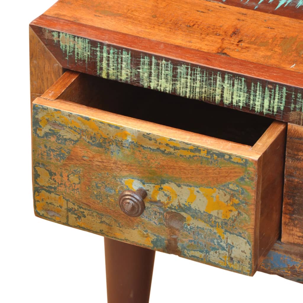 Coffee table with rounded side & 1 drawer reclaimed wood