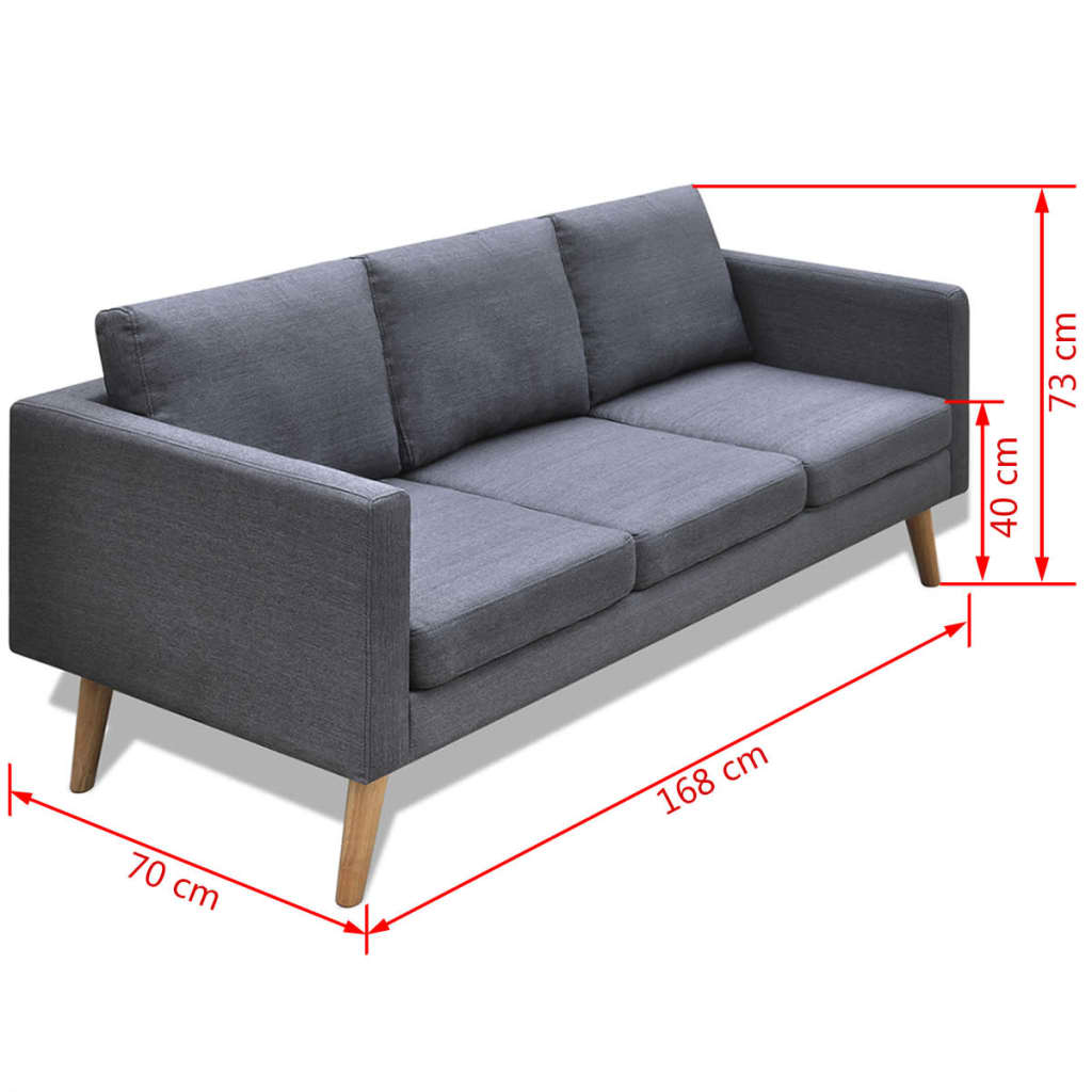 Sofa 3-seater fabric dark grey
