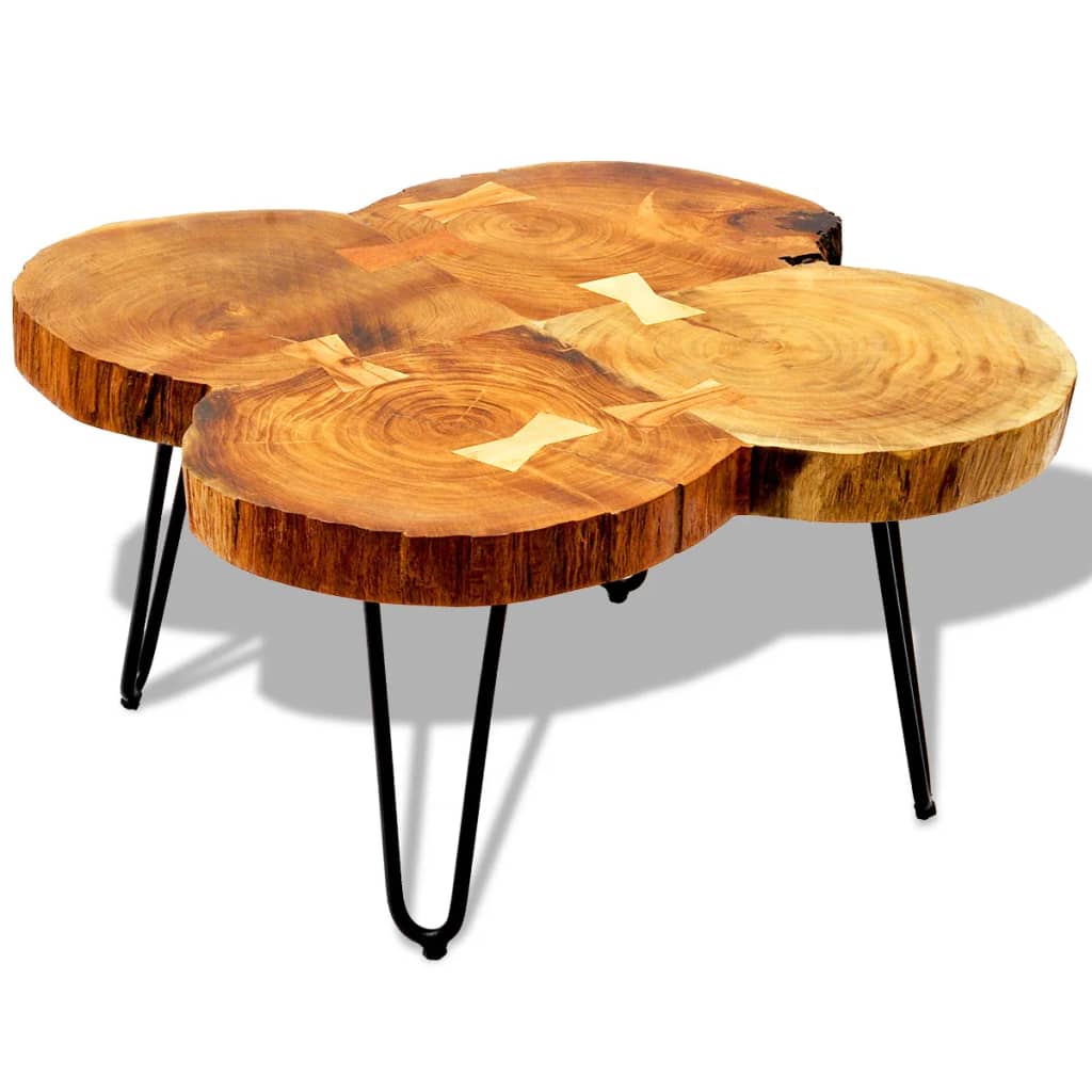 Coffee table 35 cm 4 tree slices solid wood rosewood