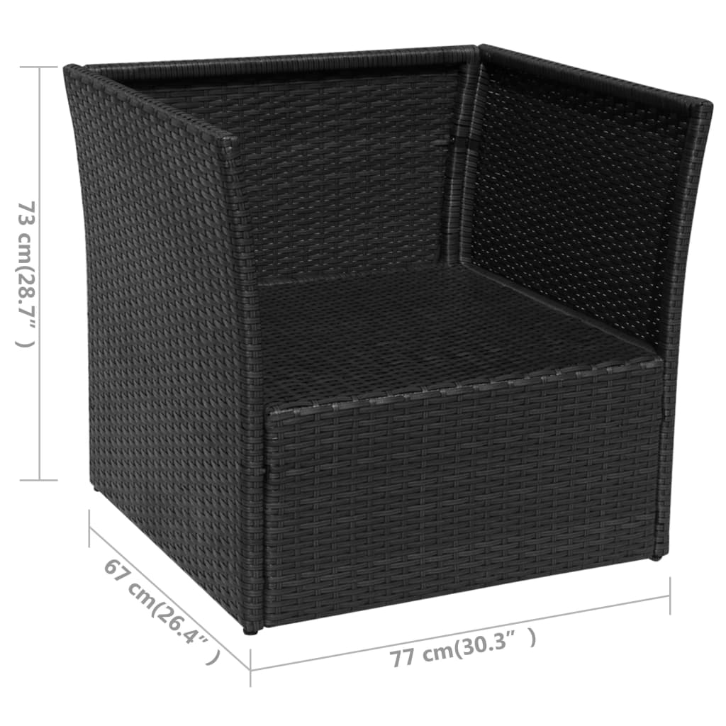 Garden chair with footstool poly rattan black