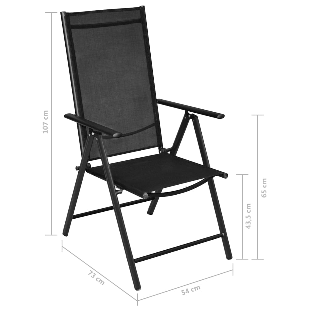 Garden chairs foldable 4 pcs. Aluminium and textilene black