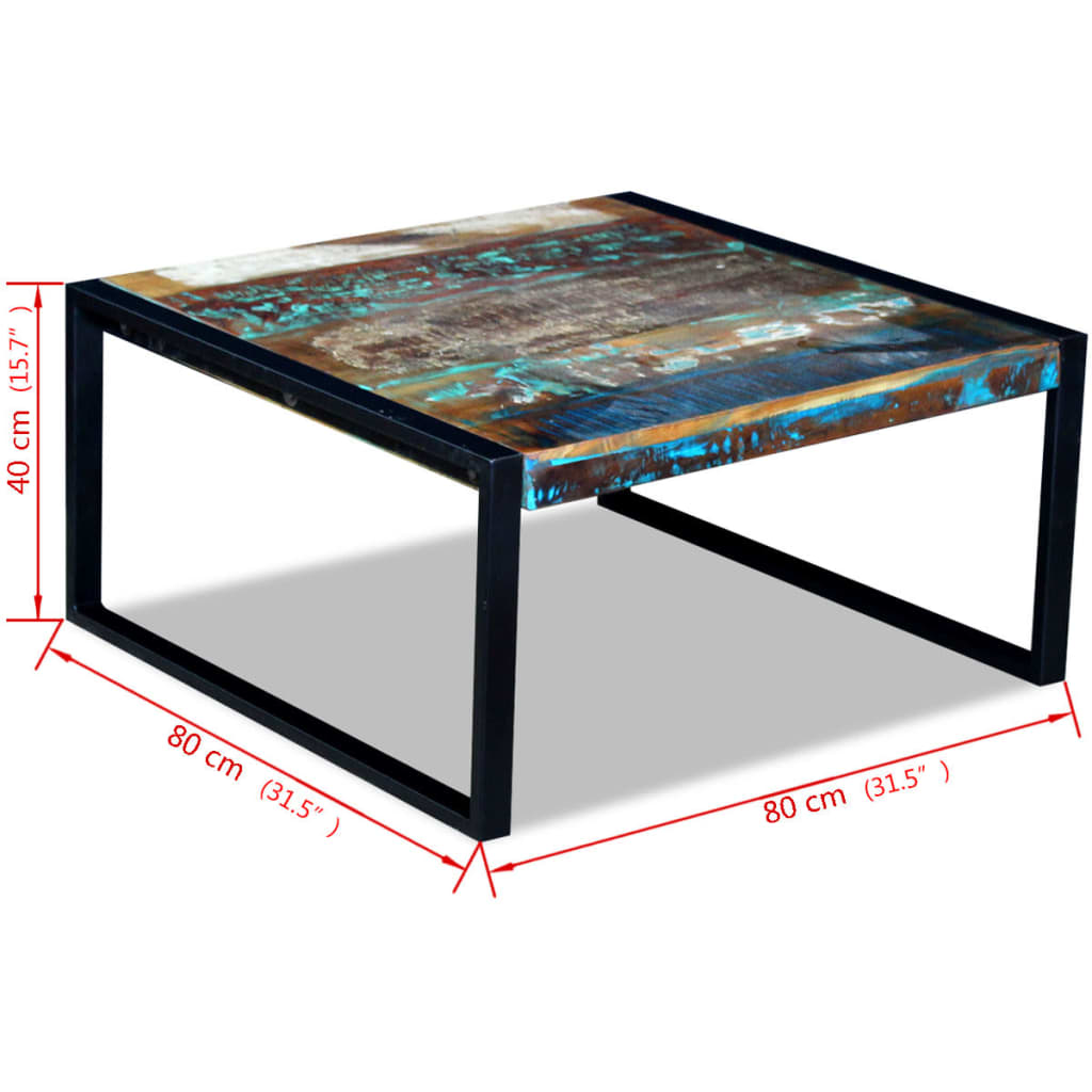 Coffee table old wood 80x80x40 cm