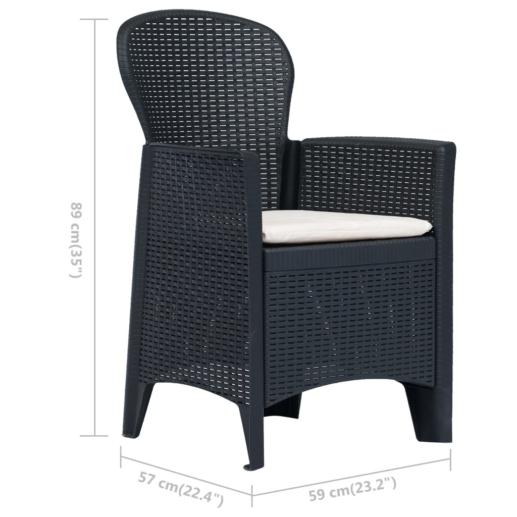Garden chairs 2 pcs. with cushions anthracite plastic rattan look