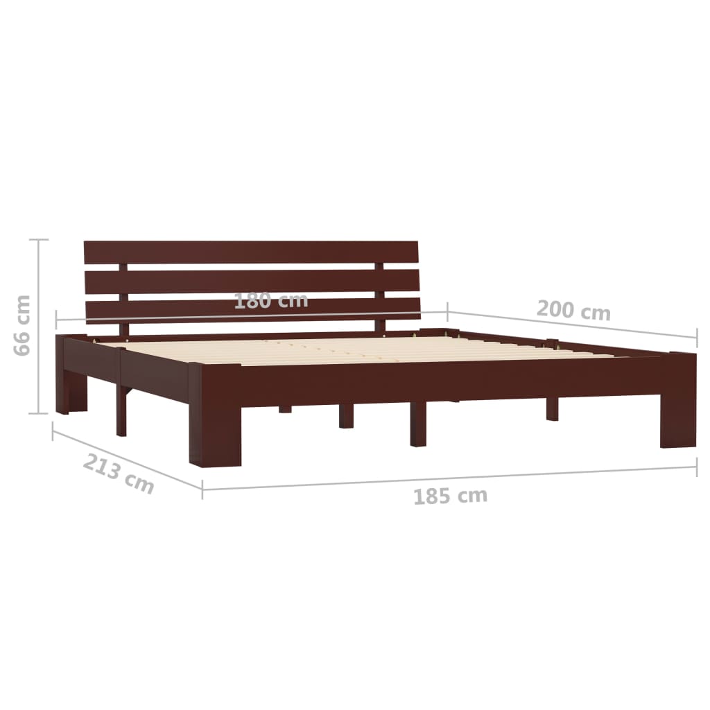 Solid wood bed dark brown pine 180x200 cm